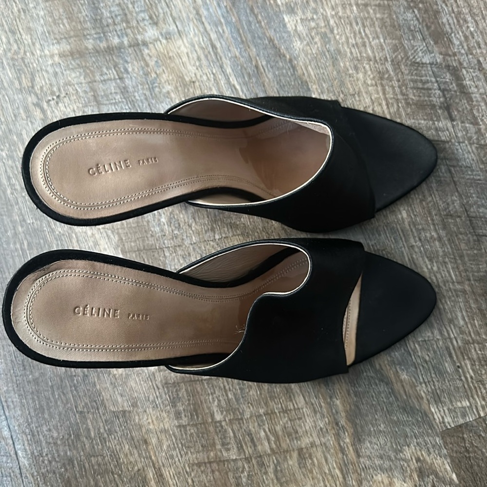 Celine Black Open-Toe Slip-On Heels